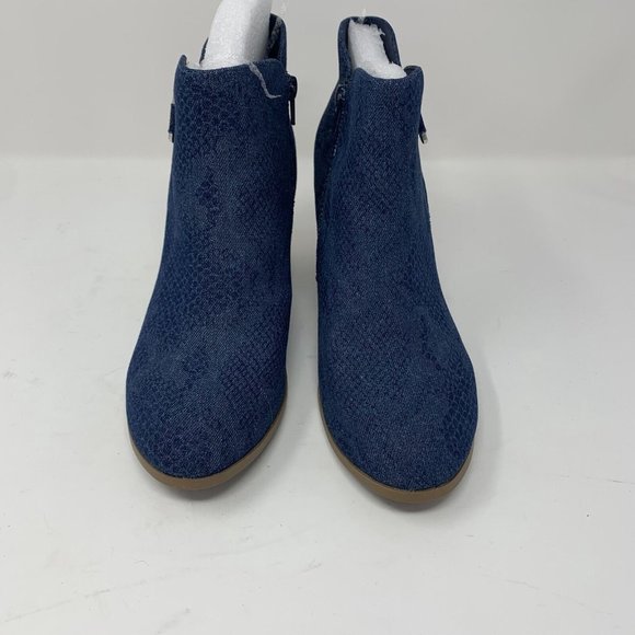 Style & Co Masrinaa Ankle Booties Women's 5.5M Blue Snake Denim Side Zip‎ S0646 - Picture 2 of 10